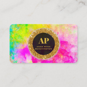 *~AP93 Neon Rainbow BOLD Abstract QR Business Card