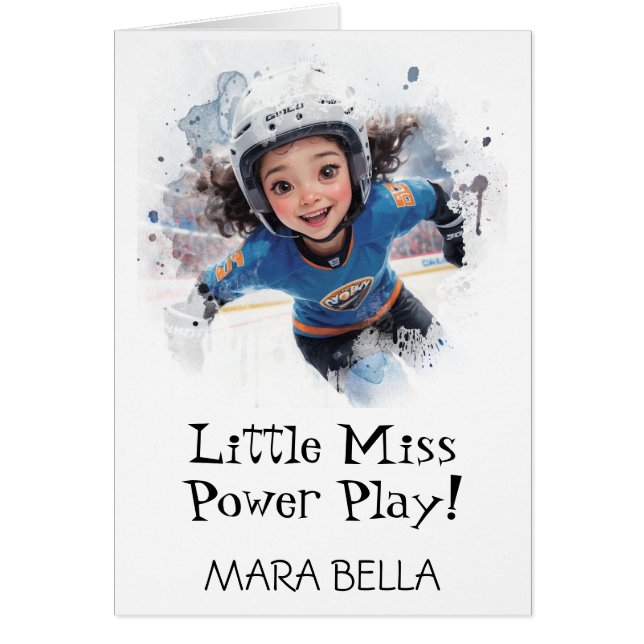 *~* AP94 9 Cute Hockey Girl Personalise Birthday (Front)