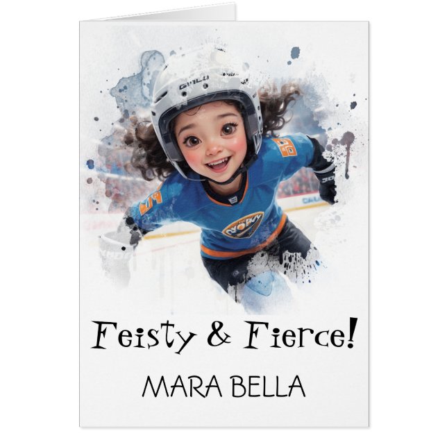 *~* AP94 9 Cute Hocky Girl Personalise Birthday (Front)
