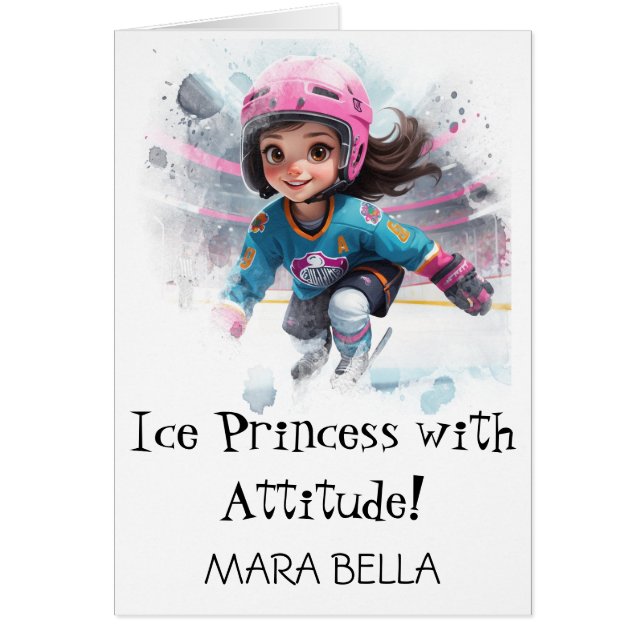 *~* AP94 Cute 4 Hockey Girl  Personalise Birthday (Front)