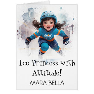 *~* AP94 Cute 5 Hockey Girl  Personalise Birthday