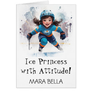 *~* AP94 Cute 6 Hockey Girl  Personalise Birthday