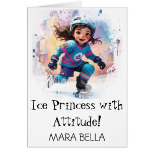 *~* AP94 Cute Hockey Girl 17 Personalise Birthday