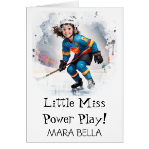 *~* AP94 Cute Hockey Girl 9 Personalise Birthday