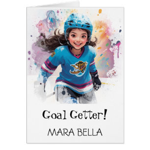 *~* AP94 Cute Hockey Girls 14 Personalise Birthday