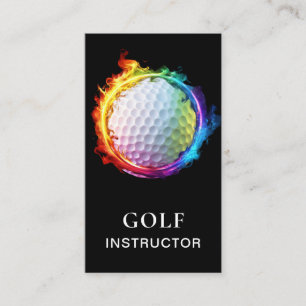 *~* AP94 Flames Rainbow Colorful Golf Ball QR Business Card