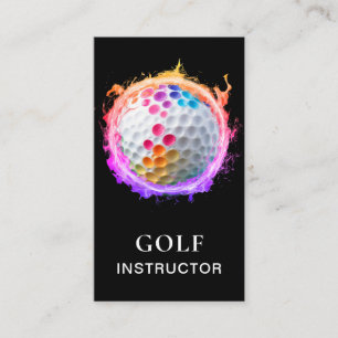 *~* AP94 QR Flames Fire Rainbow Bold Golf Ball Business Card