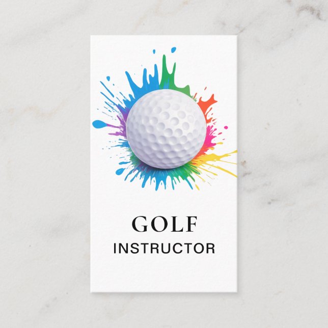 *~*  AP94  QR Rainbow Splash Golf Ball  Business Card (Front)