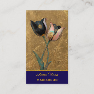 *~* AP98 Elegant Flower Gold 1  Vintage  QR  Business Card