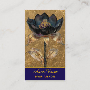 *~* AP98 Elegant Flower Gold 30 Rich  QR Floral  Business Card