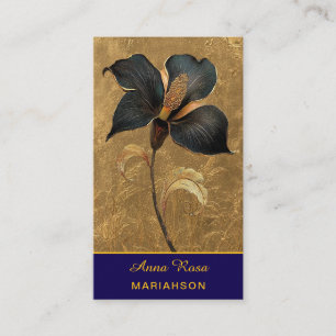 *~* AP98 Elegant Flower Gold 5  Vintage  QR  Business Card