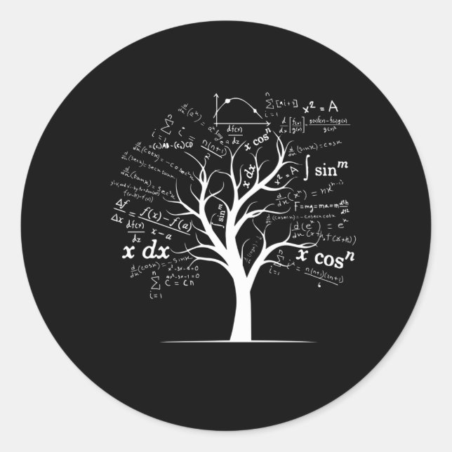 Ap Calculus Algebra Tree Math Teacher Nerd Geek Classic Round Sticker (Front)