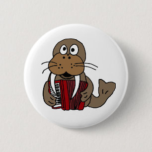 AP- Funny Walrus Playing Accordion Cartoon 6 Cm Round Badge