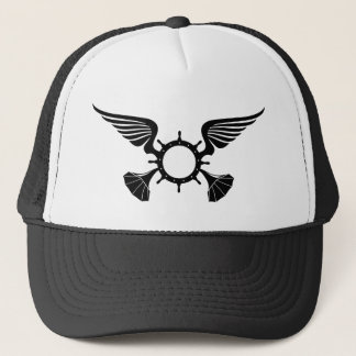 AP Trucker Hat  - Black on White - black mesh/brim