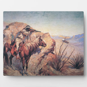 Apache Ambush (oil on canvas) Plaque