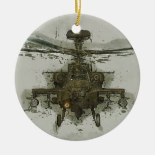 Apache Attack Helicopter Ceramic Tree Decoration