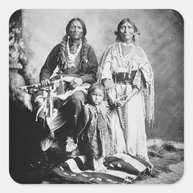 Apache Chief Antonio Maria with his family, 1897 ( Square Sticker (Front)