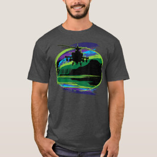 Apache Helicopter Aurora Borealis Night Vision Ret T-Shirt