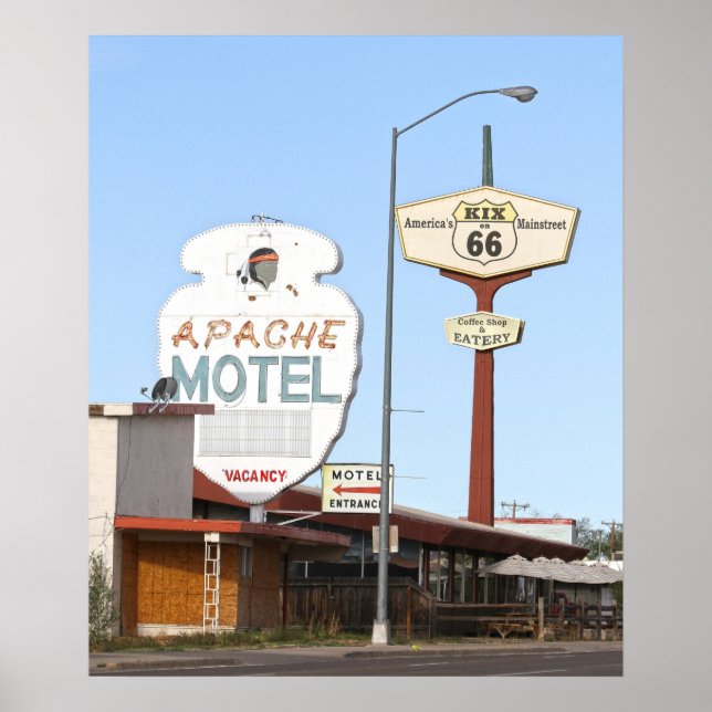 Apache Motel Sign, Tucumcari, New Mexico Poster (Front)