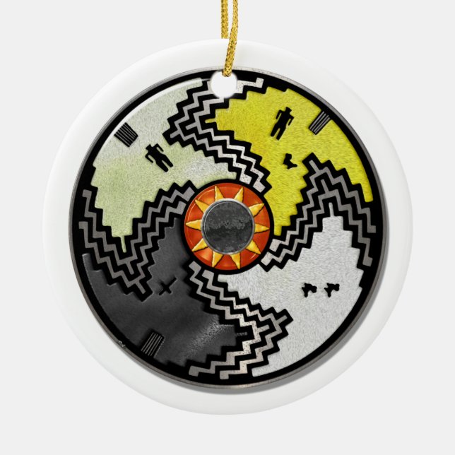 Apache Pride Native American Tribal Ceramic Tree Decoration (Front)