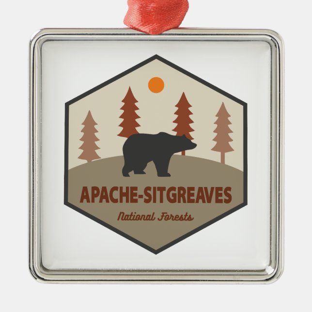 Apache-Sitgreaves National Forests Arizona Bear Metal Tree Decoration (Front)