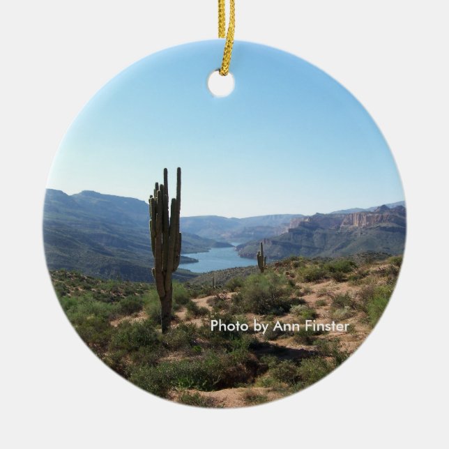 Apache Trail Saguaro Ceramic Tree Decoration (Front)