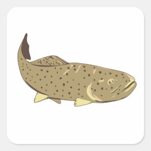 Apache Trout Front View WPA Art Square Sticker
