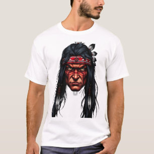 Apache Warrior Face Illustration T-Shirt