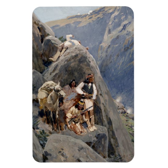 Apache Warriors: Ambush on American Cavalry Magnet (Vertical)