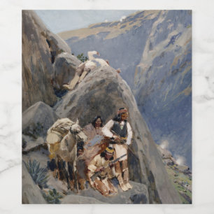 Apache Warriors: Ambush on American Cavalry Wine Label