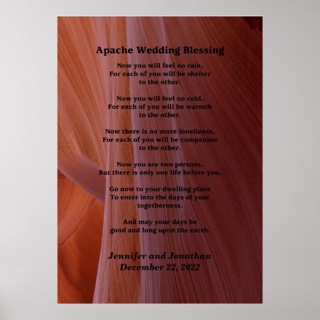 Apache Wedding Blessing Canyon Photo 20x28 Matte Poster (Front)