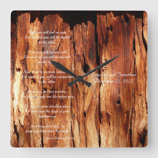 Apache Wedding Blessing Custom Square Wall Clock (Front)