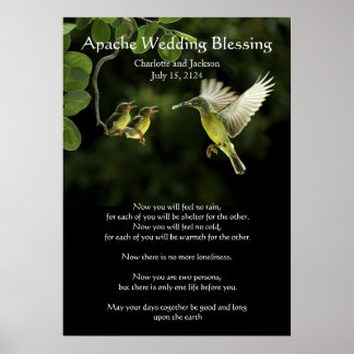 Apache Wedding Blessing Hummingbird feeding babies Poster