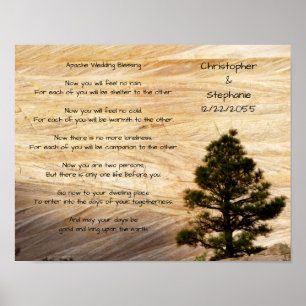 Apache Wedding Blessing Light Brown Stone and Tree Poster