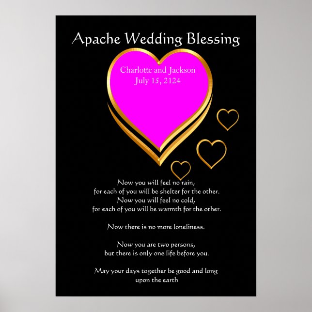 Apache Wedding Blessing Pink Hearts Poster (Front)