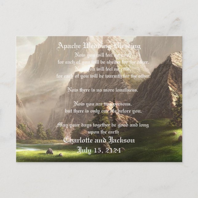 Apache Wedding Blessing Valley Postcard (Front)