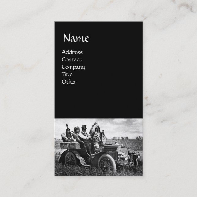 APACHES AND GERONIMO DRIVING A MOTOR CAR BUSINESS CARD (Front)