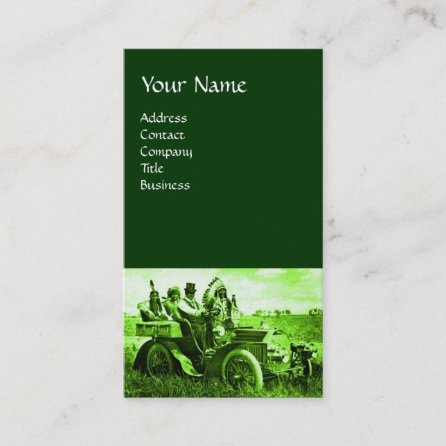 APACHES AND GERONIMO DRIVING A MOTOR CAR BUSINESS CARD (Front)