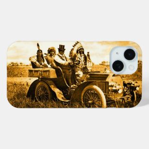 APACHES AND GERONIMO DRIVING A MOTOR CAR iPhone 15 CASE