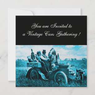 APACHES AND GERONIMO DRIVING A MOTOR CAR,champagne Invitation