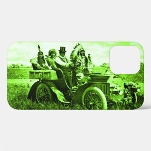 APACHES AND GERONIMO DRIVING A MOTOR CAR Green Case-Mate iPhone Case