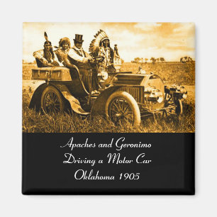 APACHES AND GERONIMO DRIVING A MOTOR CAR MAGNET