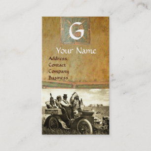 APACHES AND GERONIMO DRIVING A MOTOR CAR, Monogram Business Card
