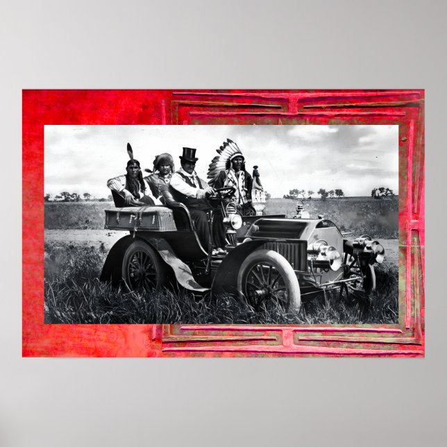 APACHES AND GERONIMO DRIVING A MOTOR CAR POSTER (Front)