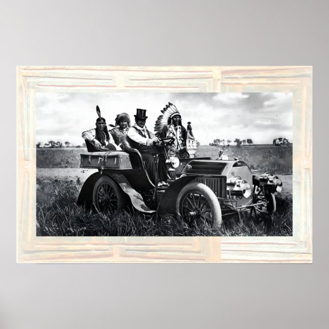 APACHES AND GERONIMO DRIVING A MOTOR CAR POSTER (Front)