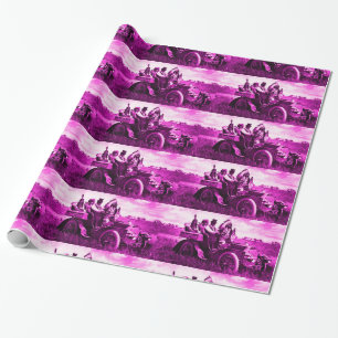 APACHES AND GERONIMO DRIVING A MOTOR CAR WRAPPING PAPER
