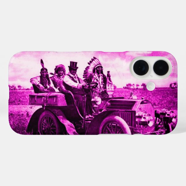APACHES,GERONIMO DRIVING A MOTOR CAR Pink Purple Case-Mate iPhone Case (Back (Horizontal))