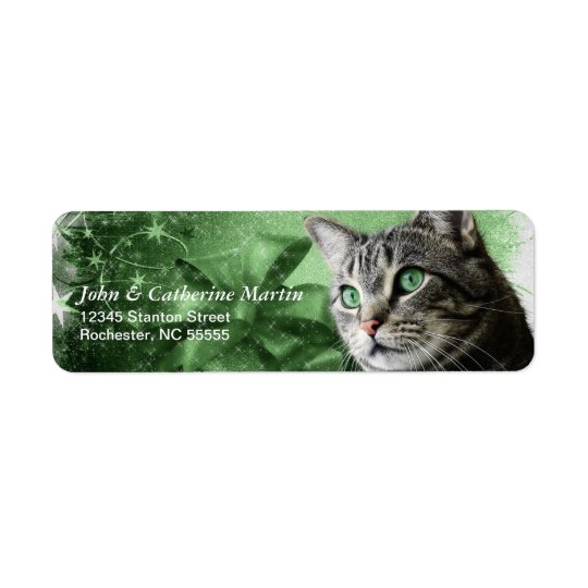 APAL - Christmas Silver Tabby Cat Return Address Label