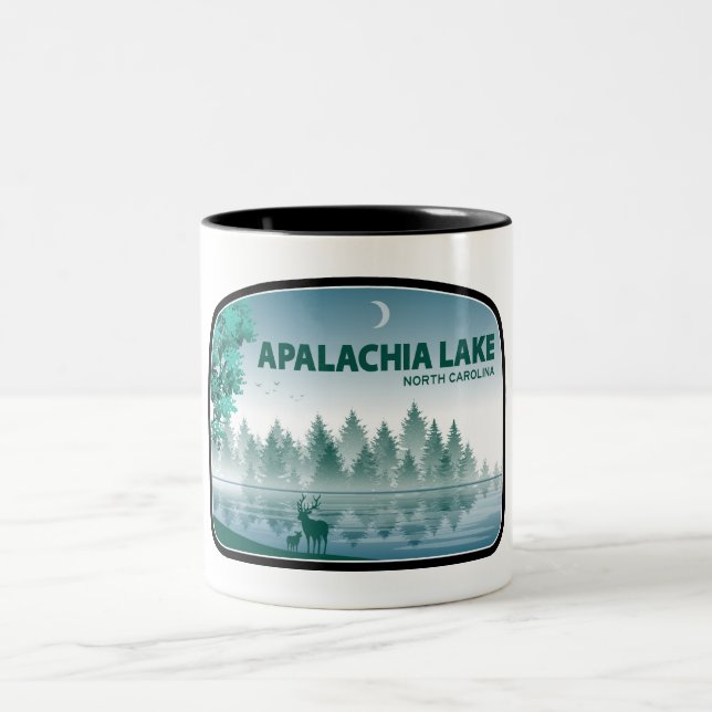 Apalachia Lake North Carolina Deer Two-Tone Coffee Mug (Center)