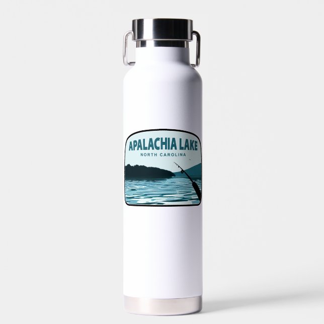Apalachia Lake North Carolina Fishing Rod Water Bottle (Front)